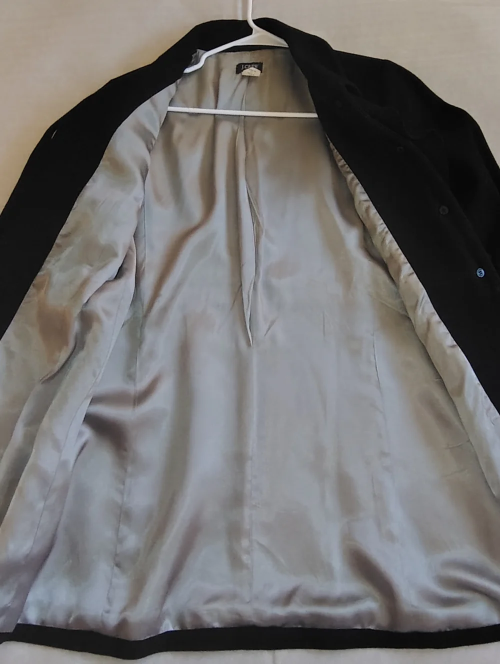 J Crew Women's Classic Black Ruffle Front Wool Blend Winter Lined Coat Black 12